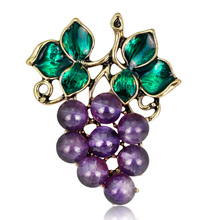 Zlxgirl jewelry Purple color grape brooches bouquet For Women Kids Fruit Brooches Gifts imitation pearl hijab accessories broche 2024 - buy cheap