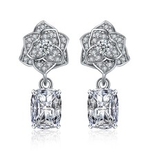2020 NEW Chain earrings Europe Rose Crystals from Swarovskis wedding Earring With Charm for Women Gift Fine jewelry 2024 - buy cheap