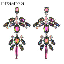 PPG&PGG Big Crystal Drop Earrings Wedding Gem Earrings Big Long Statement Earrings Brand Jewelry Brincos Hot Sale For Women 2024 - buy cheap