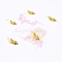 100pcs/lot Feather Leaf Japanese Style Metal Gold Alloy Charms 3D Nail Art Manicure Jewelry DIY Decoration Accessories Wholesale 2024 - buy cheap