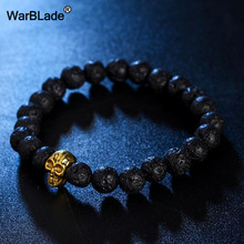 WarBLade 8mm Natural Stone Lava Beads Bracelet Vintage Men Charm Skull Bracelets Bangles Tiger eye Wristband For Women Jewelry 2024 - buy cheap