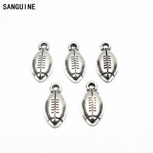10pcs/lot Metal Vintage Silver Football Shape Lobster Clasp Dangle Charm Jewelry Sports Pendant Charms For Bracelet DIY Jewelry 2024 - buy cheap