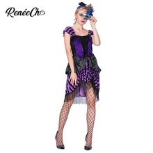Disfraz de señora de Halloween con rayas púrpura con flecos vestido de fantasía western saloon girl disfraz de adulto cosplay disfraz 2024 - compra barato