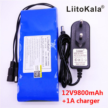 HK LiitoKala 12V 9800mAh 18650 DC 12V 12.6V Super Rechargeable Pack EU/US plug adaptor for CCTV camera video Battery Portable 2024 - buy cheap