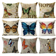 45x45cm Hot sale Euro classical style Retro Butterfly print Linen cotton decorative throw Pillow Decoration Vintage pillowcase 2024 - buy cheap