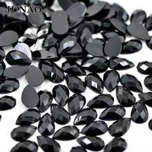 JUNAO 8*13 мм черные акриловые стразы с плоским основанием в форме капли, стразы, красивые кристаллы и камни для одежды, ювелирные изделия, 500 шт. 2024 - купить недорого