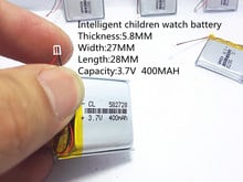 582728 3,7 V 400mAh литий-полимерный литий-ионный аккумулятор для Q50 G700S K92 G36 Y3 Детские умные часы mp3 582828 602828 2024 - купить недорого