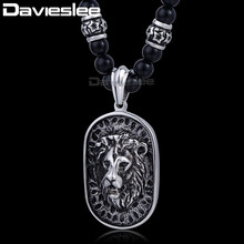 8mm X 70.6cm Black Ball Glass Bead Link 316L Stainless Steel Lion Pendant Necklace Mens Boys Chain Fashion Jewelry DLHN83 2024 - buy cheap