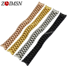 ZLIMSN 13mm Solid 316L Stainless Steel Watch Strap Deployment Clasp Black Gold Rose Gold 3 Links Watchband Bracelets Curved End 2024 - buy cheap