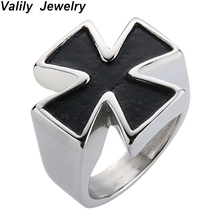 Мужское кольцо с крестом Valily, простое кольцо серебряного и черного цвета, модное Ювелирное Украшение для мужчин из нержавеющей стали в стиле хип-хоп 2024 - купить недорого