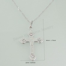 WHITE GOLD OVERLAY FILLED BRASS 18" NECKLACE & JESUS CROSS CZ STONE  PENDANT HANGS 44MM 2024 - buy cheap