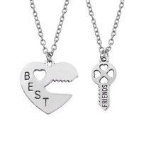 Fashion Heart Best Friends Necklace Women 2 Pcs/Set Hollow Hearts Love Key Splicing BFF Necklaces & Pendants Jewelry Gift Collar 2024 - buy cheap