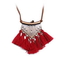 Bohemian Vintage Multicolor Tassel pendant necklace Hollow geometric Ethnic fashion Handmade Long sweater chain women jewelry 2024 - buy cheap