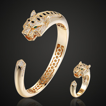 Lanruisha pulseiras masculinas de declaração, braceletes de animais de tigre & anel joias de zircônio cúbico amor pulseira anel masculino de cobre joias de aniversário 2024 - compre barato