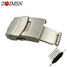 ZLIMSN Stainless Steel Belt Buckles Brushed Watch Bands Automatic Double Push Button Fold Deployment Clasp Belt Buckle 20mm Pure 2024 - buy cheap