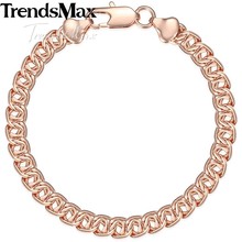 Trendsmax pulseira feminina 585, ouro rosa, joias cheias de caracol com corrente, 7mm 18cm 20cm 23cm gb293a 2024 - compre barato