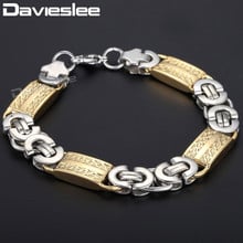 Davieslee-pulsera de eslabones de acero inoxidable para hombre, cadena Bizantina de Color dorado, joyería DLKB489, 11mm 2024 - compra barato