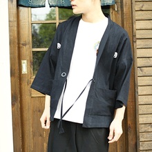 Haori yukata casaco japonês de quimono masculino, traje samurai para homens, camisa japonesa yukata haori ta885 2024 - compre barato