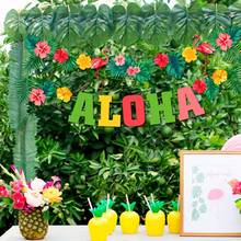 Wayfun-guirnalda de flores artificiales, collar de flores Hawaianas, decoraciones para fiesta Tropical de verano, suministros para fiesta hawaiana Aloha 2024 - compra barato