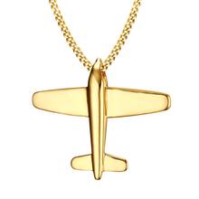 Colar pingente de jato de avião para homens e mulheres, aço inoxidável, dourado ou aeronave, hip hop, joias com 24 polegadas 2024 - compre barato