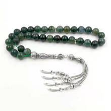 Natural Aquatic Agates Rosary stone Tasbih islamic 33 66 99 beads 2021 New style Green stone prayer beads 2024 - buy cheap