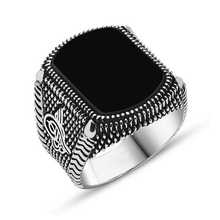Original silver , Black Stone Tugrali Male ,Ring, Good Quality and Affordable Tugrali ,Rings Types 2024 - buy cheap
