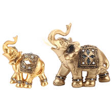 Lucky Elephant Feng Shui Golden Elegant Statue Figurine with Trunk Facing Upwards Collectible Wealth Fengshui Home Decorations 2024 - buy cheap