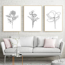 Black White Line Drawing Flower Art Print Botanical Poster Floral Plants Sketch Minimal Wall Art Canvas Painting Home Room Decor 2024 - buy cheap