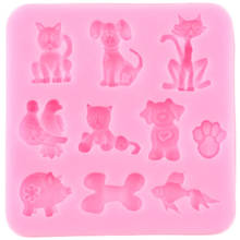 Bird Dog Cat Fish Silicone Molds Animal Cupcake Topper Fondant Cake Decorating Tools Clay Cookie Baking Candy Chocolate Mould 2024 - buy cheap