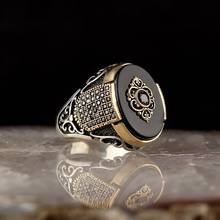 Onyx tradicional turco 925 prata artesanal signet anéis jóias presente da turquia para mulher 2024 - compre barato