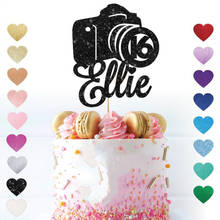 Custom Camera glitter cake topper photography birthday personalised, photo cake topper, decoration any name Party Decorations 2024 - buy cheap