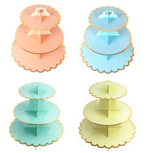 Base de papel para cupcakes de 3 niveles, soporte de almacenamiento de dulces para postres, fiestas de cumpleaños, bodas, pasteles, herramientas de servicio de Catering 2024 - compra barato