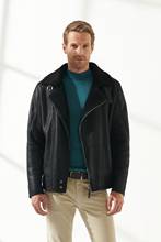 Chaqueta de piel de oveja auténtica para motociclista, chaqueta de invierno, color marrón y negro, envío rápido 2024 - compra barato