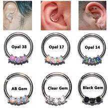6PCS Surgical Steel Opal/Zircon Segment Hoop Ring Opal Septum Clicker Labret Ring Nose Ring Cartilage Earring 16g 2024 - buy cheap