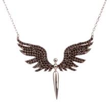 925 Sterling Silver Angel Necklace with Black Stones Women's Pendant Necklace with Silver Chain Angel Wings Necklace 2024 - buy cheap