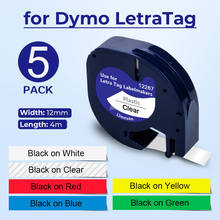 InkExpress 12mm Label for Dymo LetraTag 12267 16951 16952 Label Tape Black on Clear 5PK for Dymo LetraTag Label Maker LT-100H 2024 - buy cheap