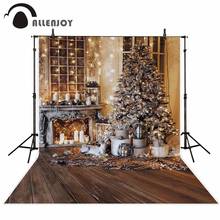 Allenjoy studio photography backdrop vintage wooden floor new year Christmas fireplace photophone photocall photozone background 2024 - buy cheap