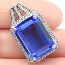 26x16mm Luxury Big Dazzling Created Violet Tanzanite Delicate Cut Zircon Silver Pendant for Women Dating Jewelry 2024 - buy cheap