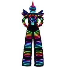 Full Color Pixel LED Robot Costume Clothes Stilts Walker Costume LED Suit Costume Helmet Laser Gloves CO2 Gun Jet Machine 2024 - buy cheap