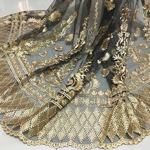 1 Yard Gold Lace Fabric On Black Tulle Mesh African Scalloped Edge bridal Lace Fabric For Party Dress Ball Gown Evening Dress 2024 - buy cheap