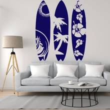 Adesivo de parede design flor e árvore, adesivo decorativo removível com três pranchas para surf, esportes, casa, sala de estar, arte e decoração a003135 2024 - compre barato