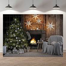 NeoBack Photo Background Rustic ChristmasTree Sofa Gift Decoration Fireplace Photography Backdrop Country Rural Retro Banner 2024 - buy cheap