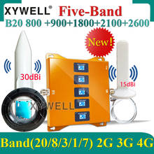 Amplificador de señal 4G de cinco bandas, repetidor de teléfono móvil gsm 2g3g4g, LTE, DCS, WCDMA, B20, 800/900/1800/2100/2600mhz 2024 - compra barato