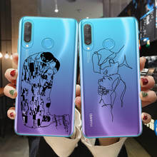 Soft TPU Phone Case Cover For Huawei Mate P10 P20 P30 Lite Pro Cute Kiss More Often  Abstract Face Line Cases Silicone Shell 2024 - buy cheap