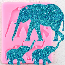 Elefante brilhante silicone chaveiros molde animal chaveiro argila pingente joias faça você mesmo molde de resina epóxi 2024 - compre barato