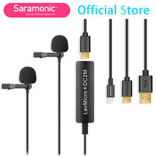 Saramonic lavmicro + dc2m duplo-cabeça microfone de lapela para ios lightning usb tipo-c dispositivos computadores vlog transmissão sessão de vídeo 2024 - compre barato