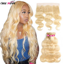 613 Blonde Body Wave Bundles With Frontal Free Part Remy Human Hair Bundles With Closure 3 4 Bundles With Frontal Closure 13x4 2024 - buy cheap
