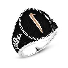 925 sterling Silver Tuğra Detailed Aleph Male Ring 2024 - buy cheap