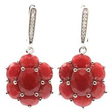 Conjunto de joyas SheCrown de 38x17mm para mujer, Gorgeous, rojo auténtico, rubí, blanco, CZ, joyería fina para mujer, pendientes de plata de Color plateado, uso diario 2024 - compra barato