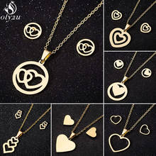 Oly2u bijoux femme Stainless Steel Love Heart Necklace Earrings for Women Gold Jewelry Sets Simple Heart Earrings Wholesale 2020 2024 - buy cheap